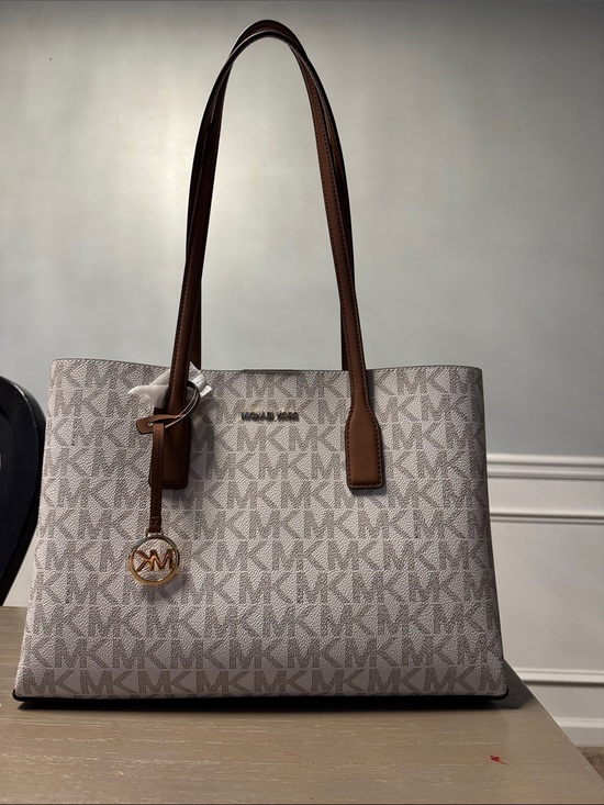 Michael Kors Handbags - Michael Kors Cream and Brown Signature Tote